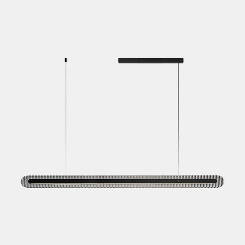 Single Modernism Style Black LED Statement Linear Kitchen Island Light