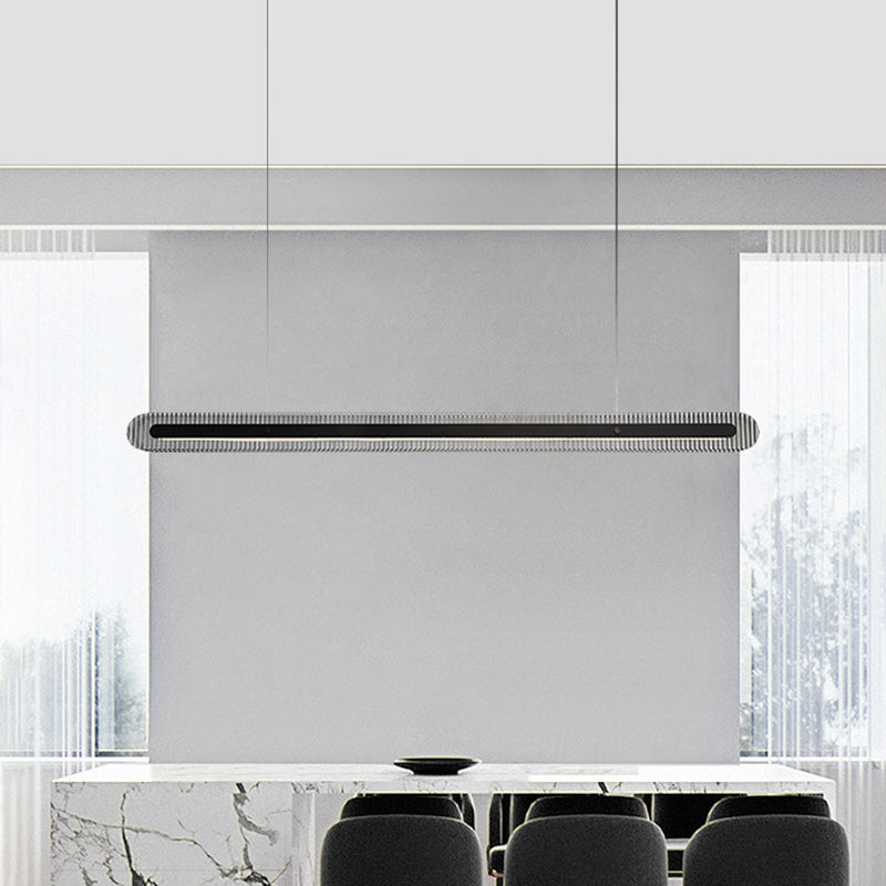 Single Modernism Style Black LED Statement Linear Kitchen Island Light