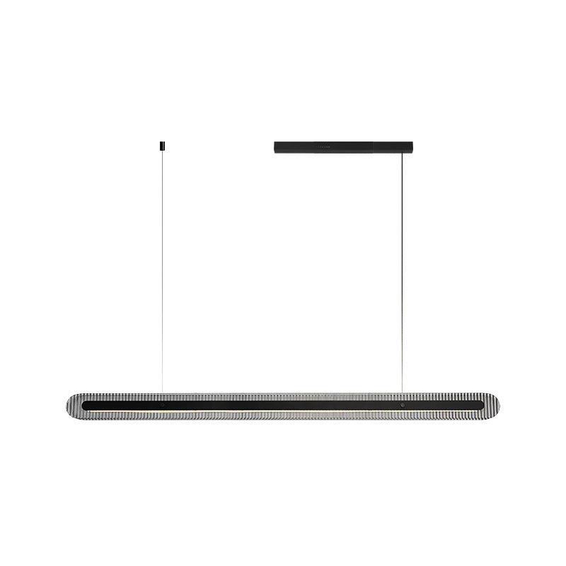 Single Modernism Style Black LED Statement Linear Kitchen Island Light