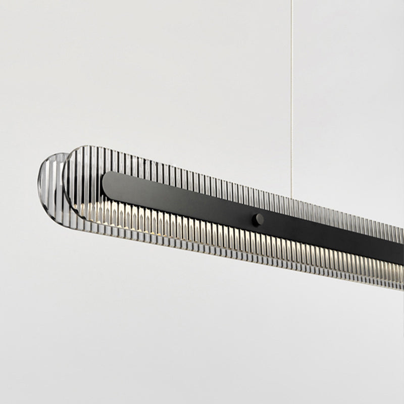 Single Modernism Style Black LED Statement Linear Kitchen Island Light