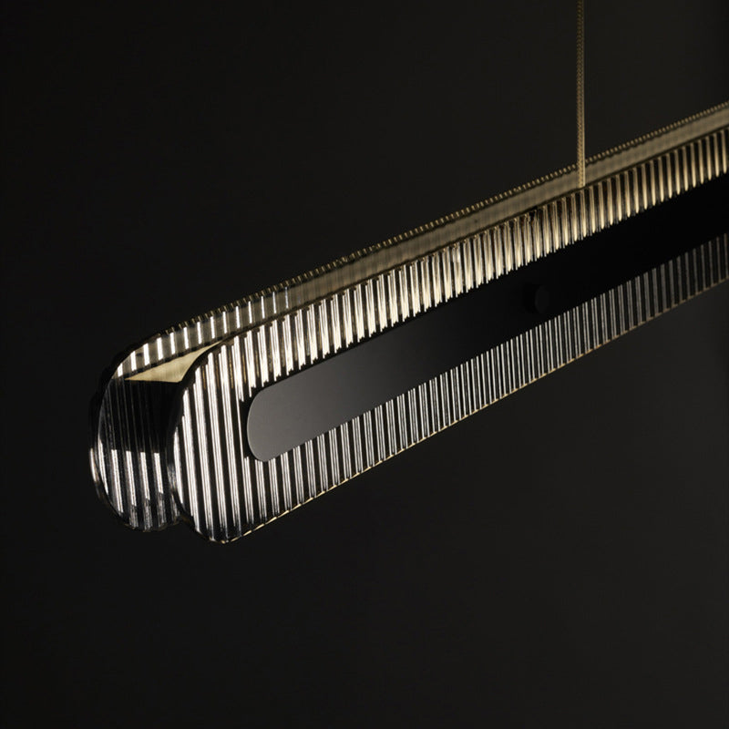 Single Modernism Style Black LED Statement Linear Kitchen Island Light