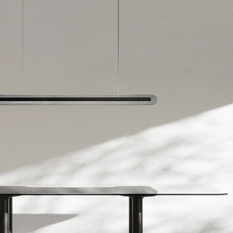 Single Modernism Style Black LED Statement Linear Kitchen Island Light