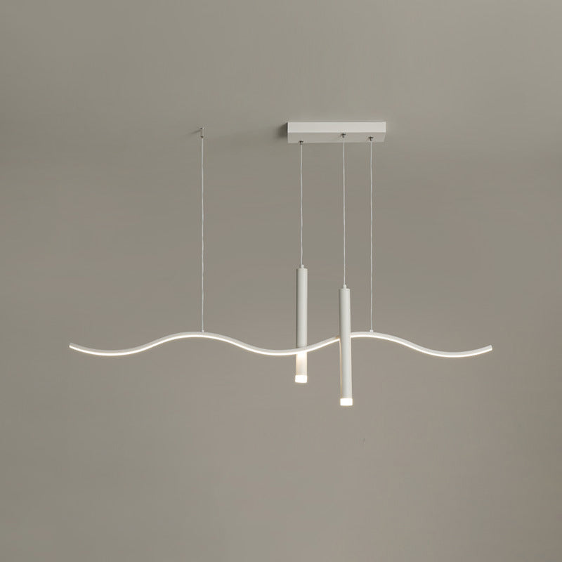 3-Light Modern Style White LED Statement Linear Kitchen Island Light