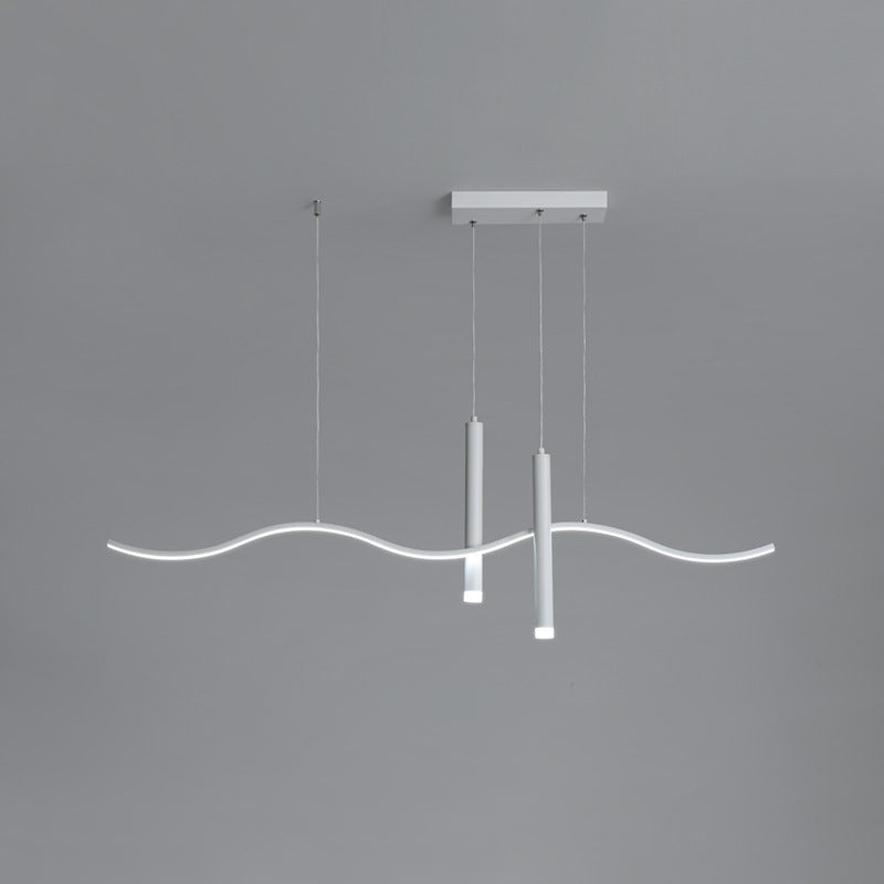 3-Light Modern Style White LED Statement Linear Kitchen Island Light