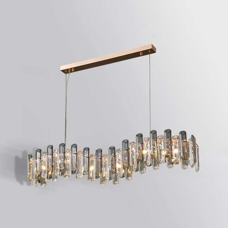 Contemporary Metal Geometric Shape Pendant Light with Crystal Shade for Living Room