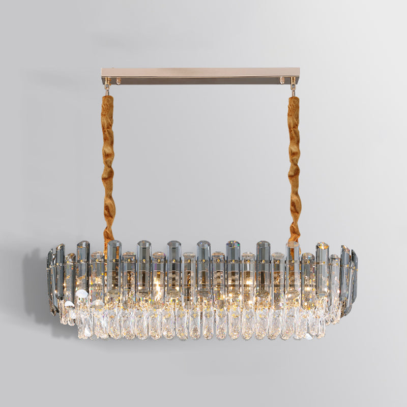 Contemporary Metal Geometric Shape Pendant Light with Crystal Shade for Living Room