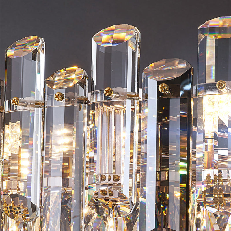 Contemporary Metal Geometric Shape Pendant Light with Crystal Shade for Living Room