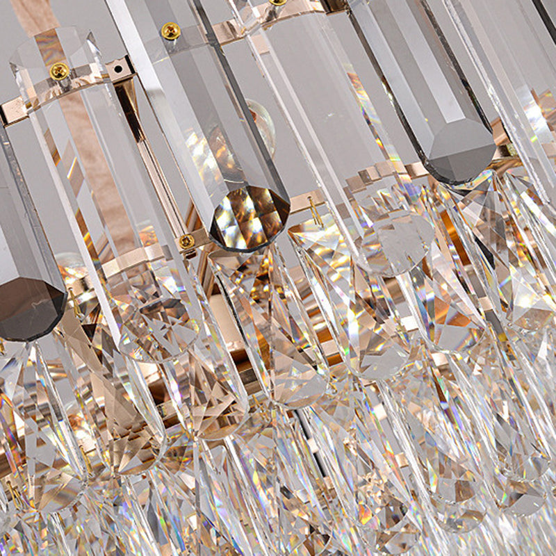 Contemporary Metal Geometric Shape Pendant Light with Crystal Shade for Living Room