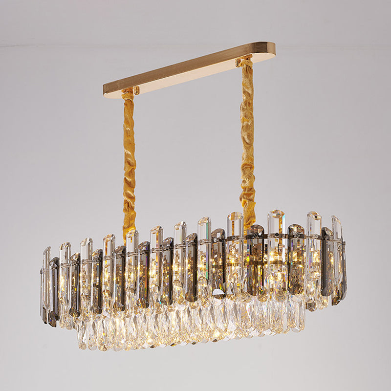 Contemporary Metal Geometric Shape Pendant Light with Crystal Shade for Living Room