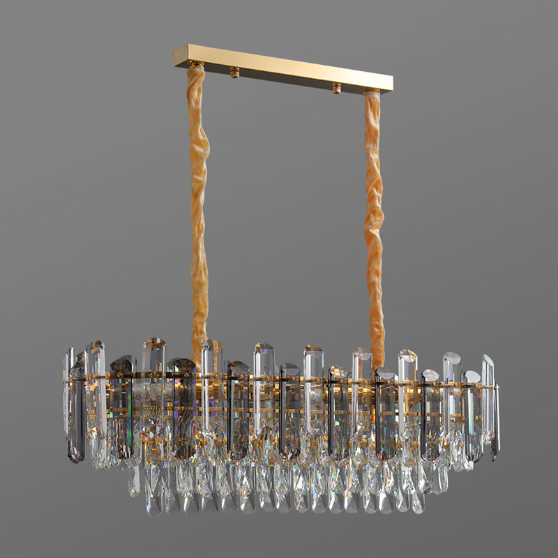 Contemporary Metal Geometric Shape Pendant Light with Crystal Shade for Living Room