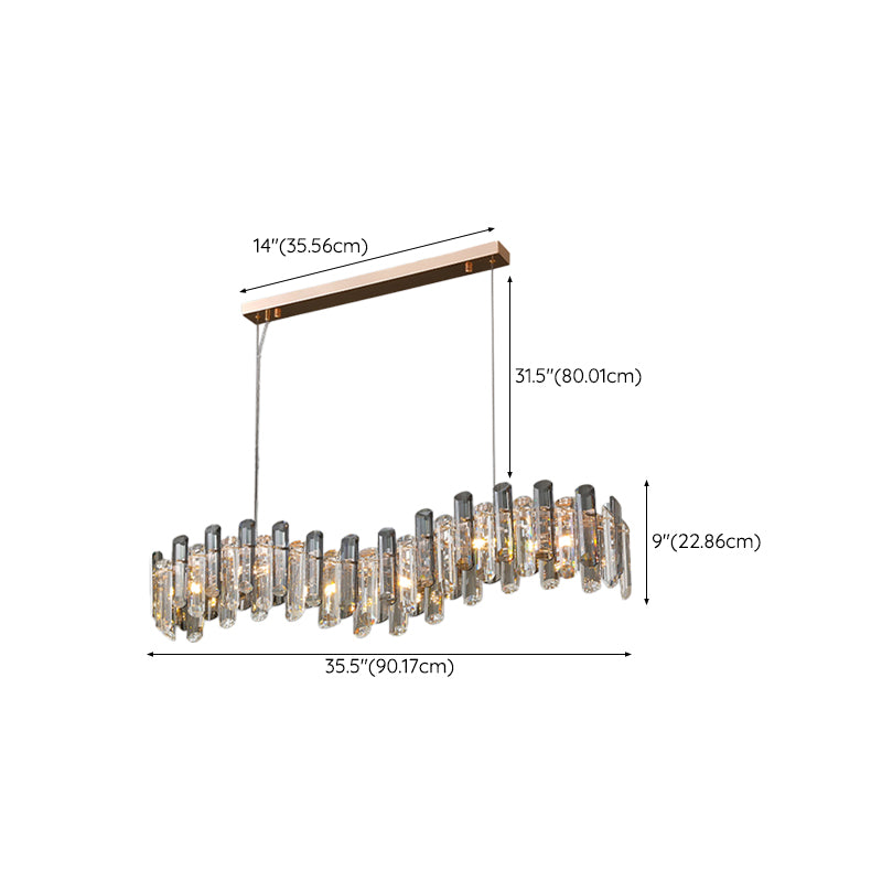 Contemporary Metal Geometric Shape Pendant Light with Crystal Shade for Living Room