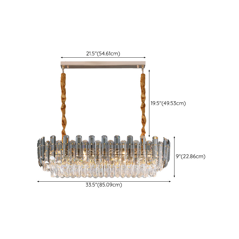 Contemporary Metal Geometric Shape Pendant Light with Crystal Shade for Living Room
