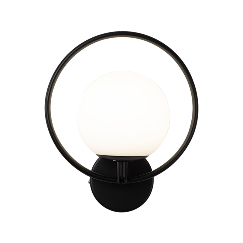 Modern Style Wall Mount Lamp 1-Light Spherical with Glass Shade for Bedroom