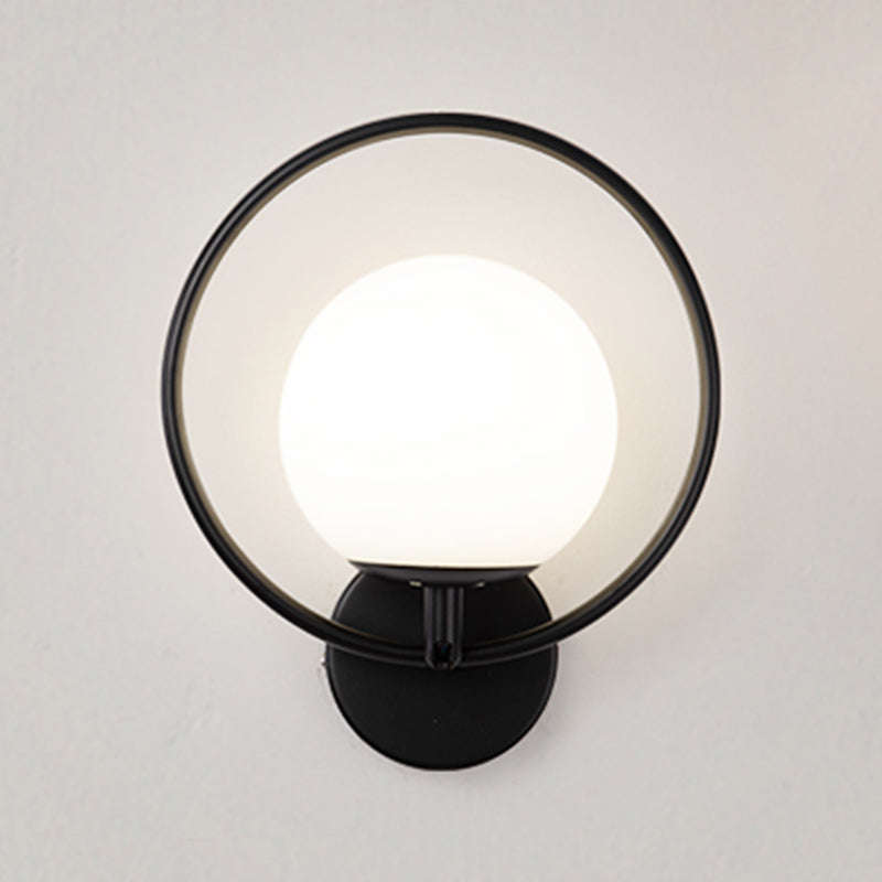 Modern Style Wall Mount Lamp 1-Light Spherical with Glass Shade for Bedroom