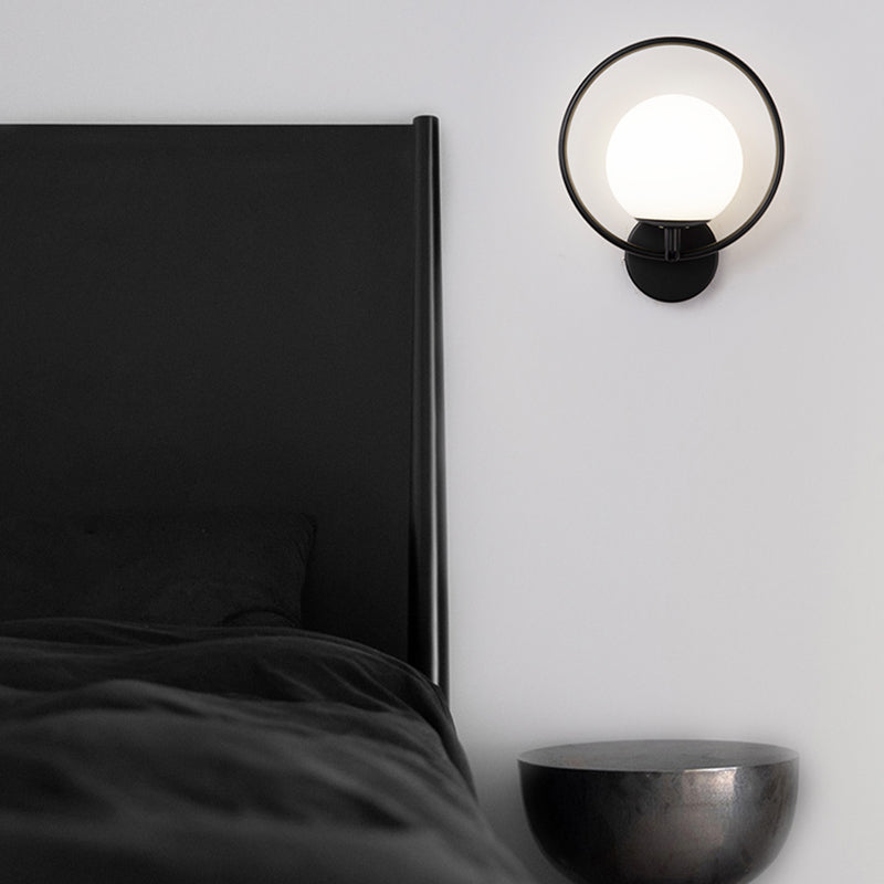 Modern Style Wall Mount Lamp 1-Light Spherical with Glass Shade for Bedroom