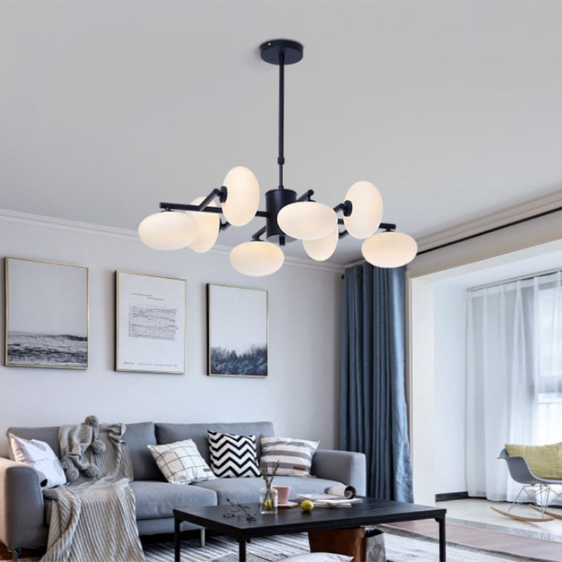 8/12 luci lampadario soggiorno con design ovale in vetro in vetro oro/kit lampada a led a led nero