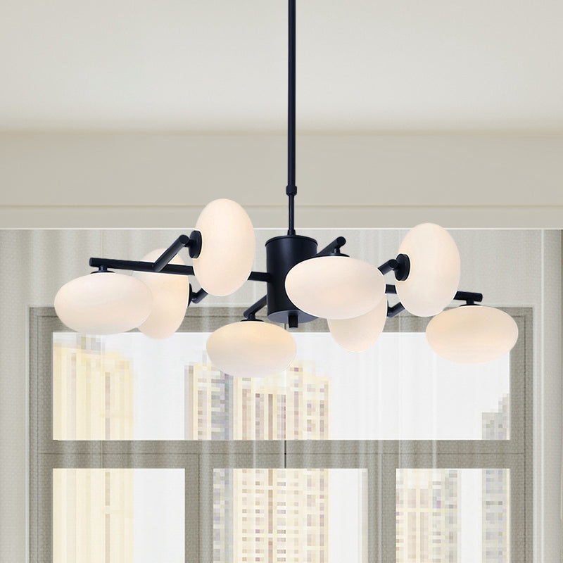 8/12 luci lampadario soggiorno con design ovale in vetro in vetro oro/kit lampada a led a led nero