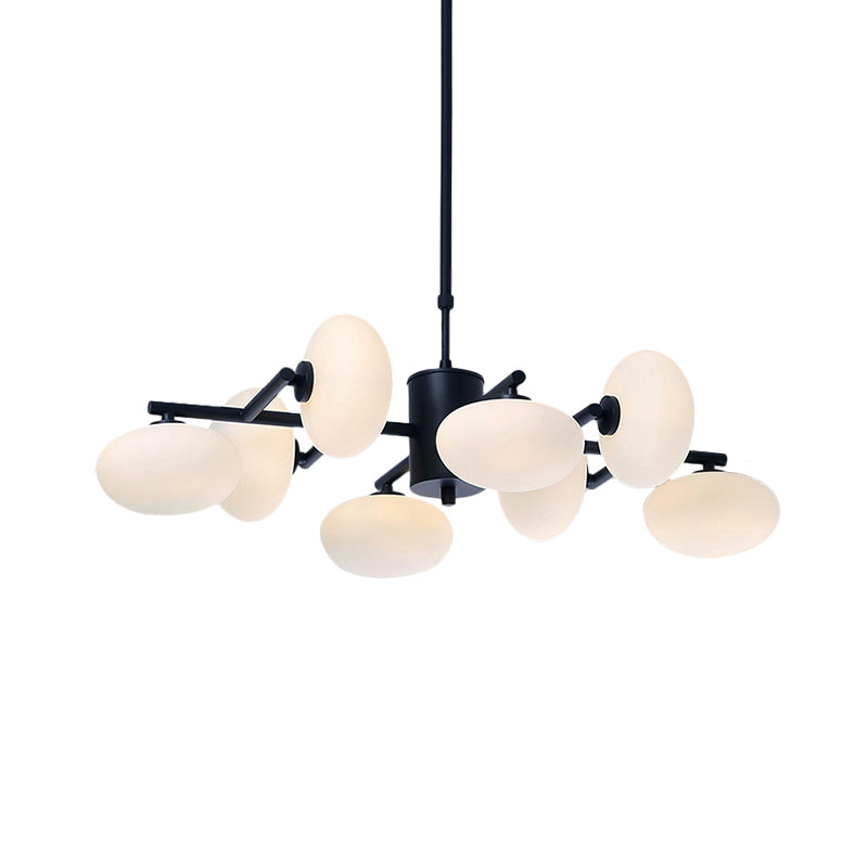 8/12 luci lampadario soggiorno con design ovale in vetro in vetro oro/kit lampada a led a led nero