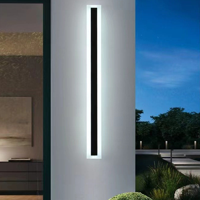 Linear Outside Wall Light Fixture Modern Metal 1 Light in Black Finish