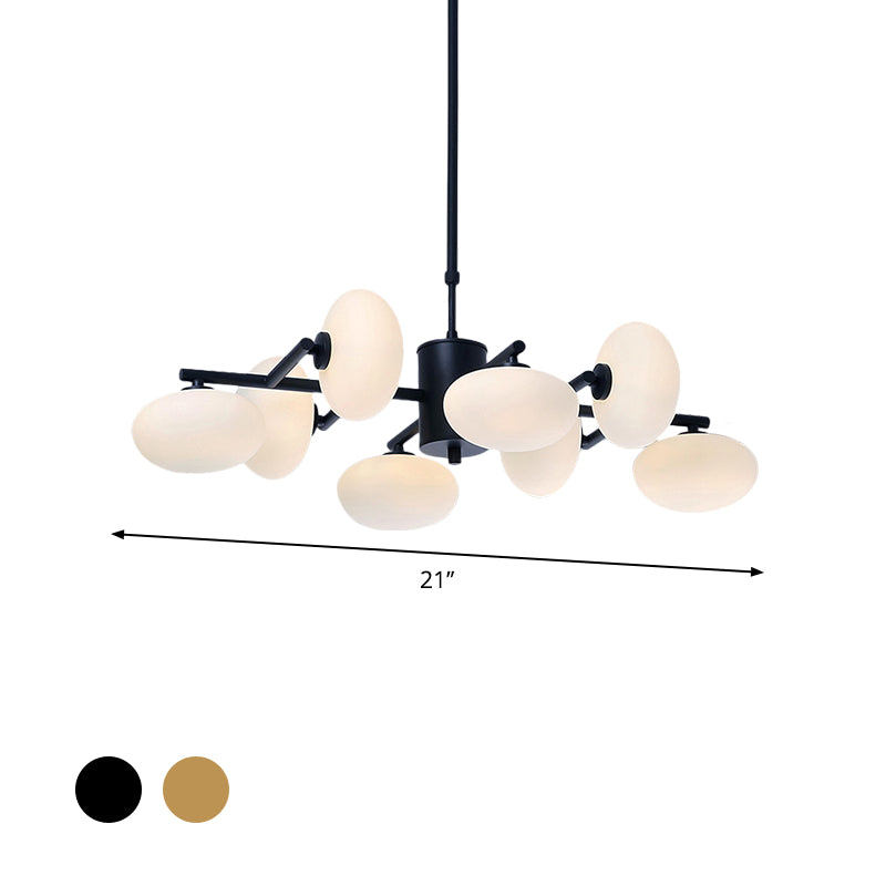 8/12 luci lampadario soggiorno con design ovale in vetro in vetro oro/kit lampada a led a led nero