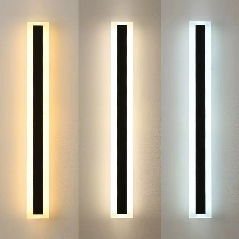 Linear Outside Wall Light Fixture Modern Metal 1 Light in Black Finish