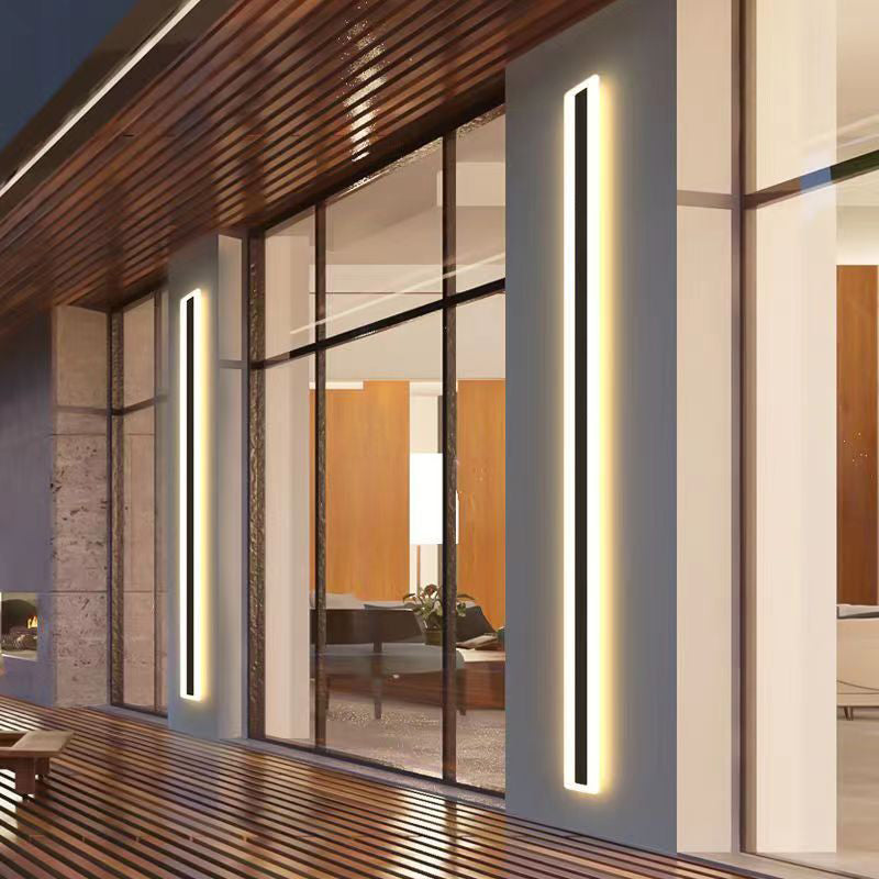 Linear Outside Wall Light Fixture Modern Metal 1 Light in Black Finish