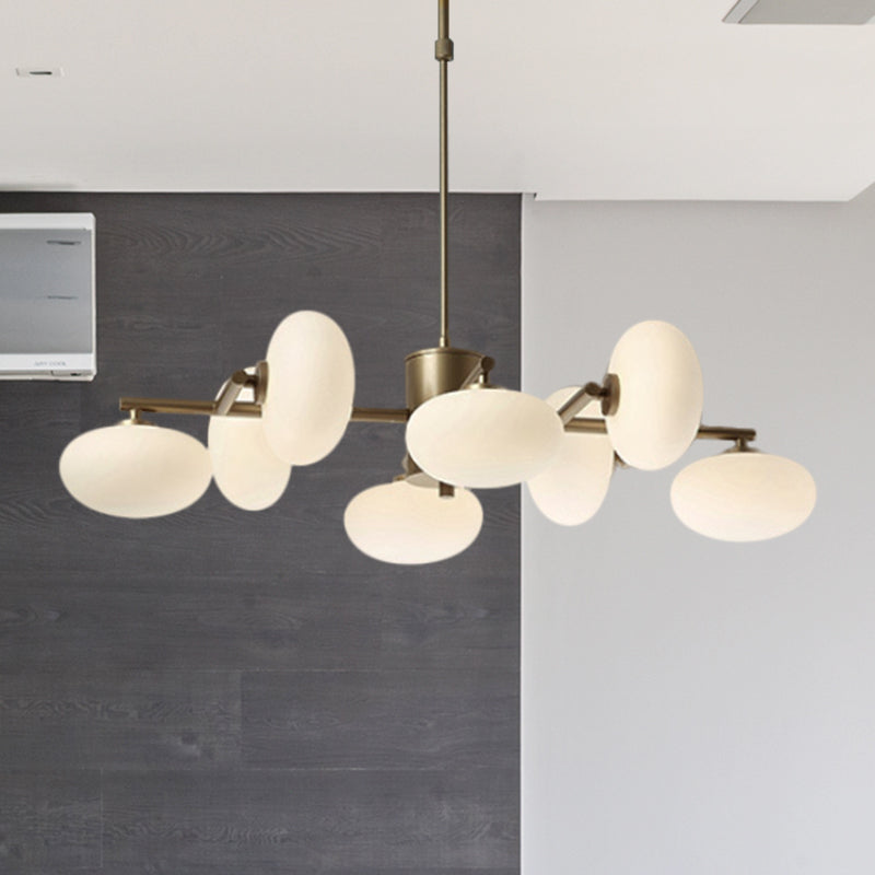 8/12 luci lampadario soggiorno con design ovale in vetro in vetro oro/kit lampada a led a led nero