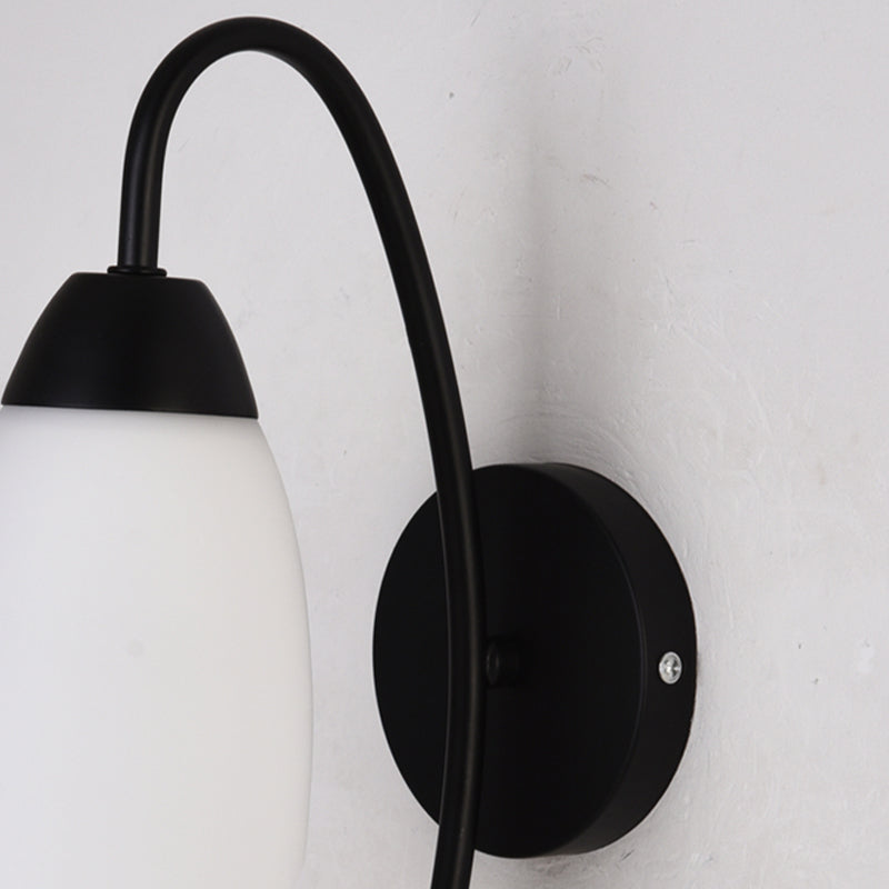 Industrial Black Wall Light Fixture with Glass Shade for Sitting Room