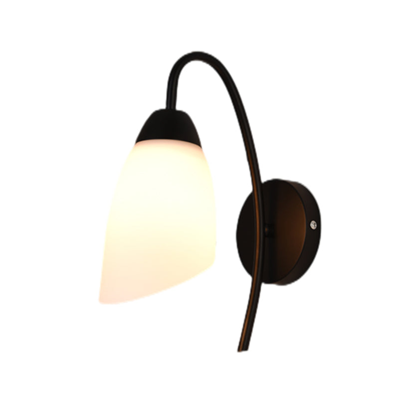 Industrial Black Wall Light Fixture with Glass Shade for Sitting Room