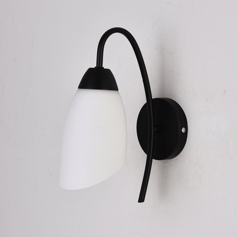 Industrial Black Wall Light Fixture with Glass Shade for Sitting Room