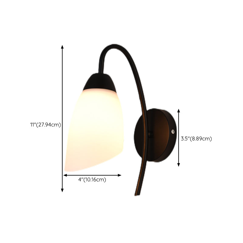 Industrial Black Wall Light Fixture with Glass Shade for Sitting Room