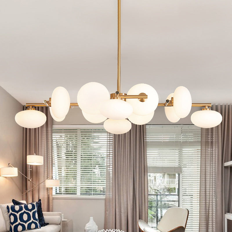 8/12 luci lampadario soggiorno con design ovale in vetro in vetro oro/kit lampada a led a led nero