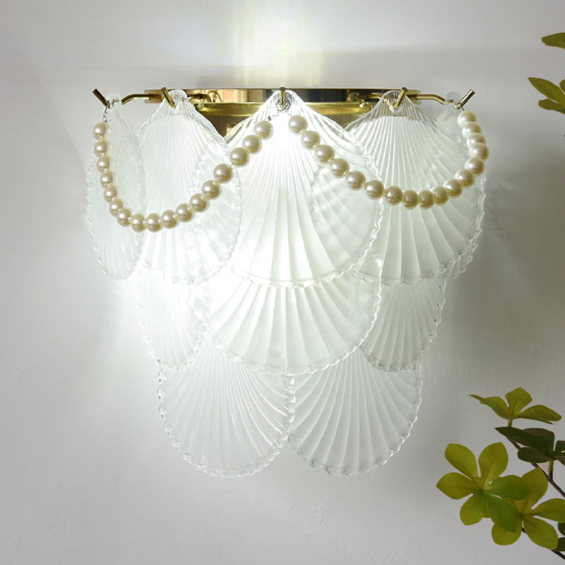 Postmodern Golden Wall Light Fixture with Glass Shade for Sitting Room