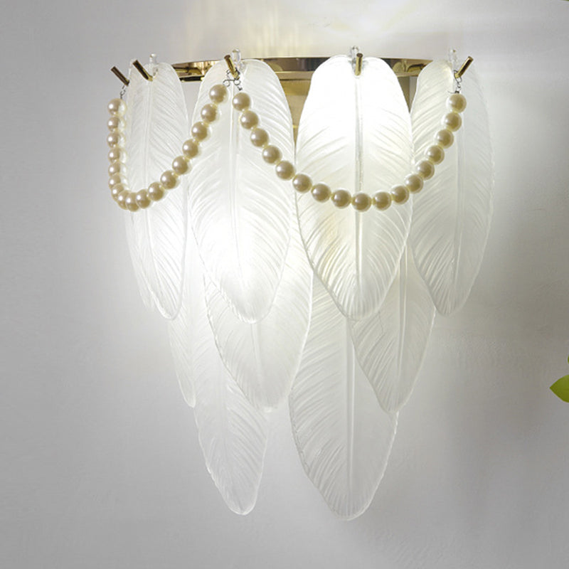 Postmodern Golden Wall Light Fixture with Glass Shade for Sitting Room