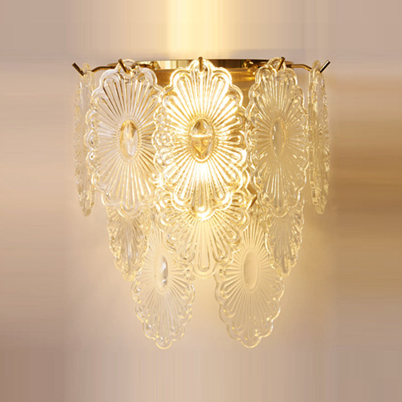 Postmodern Golden Wall Light Fixture with Glass Shade for Sitting Room