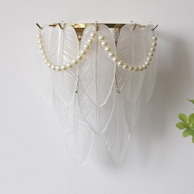 Postmodern Golden Wall Light Fixture with Glass Shade for Sitting Room