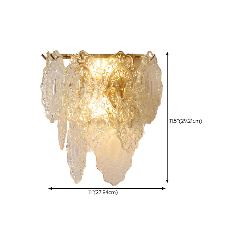Postmodern Golden Wall Light Fixture with Glass Shade for Sitting Room