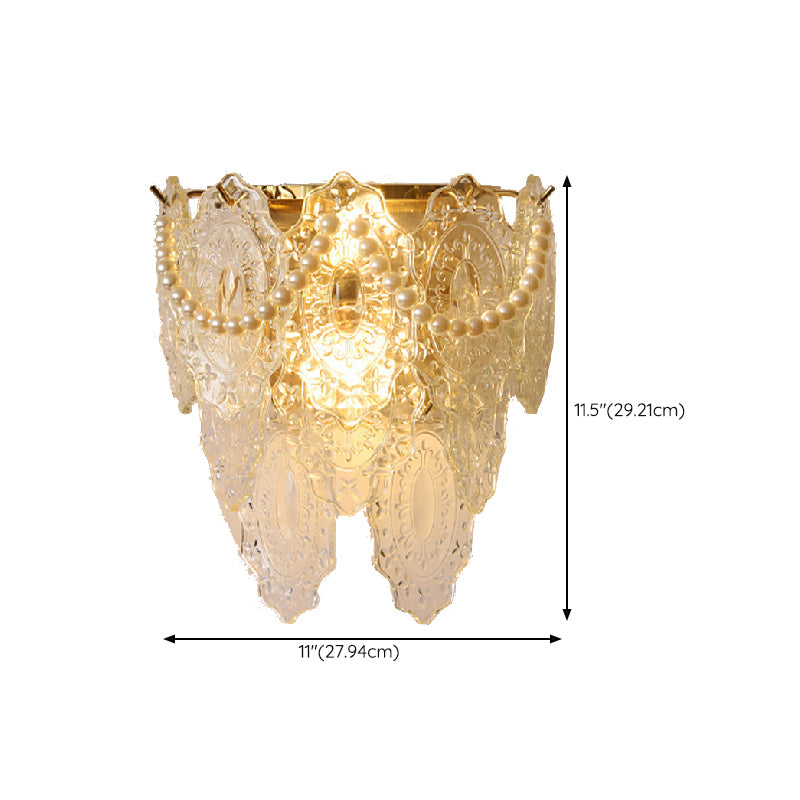 Postmodern Golden Wall Light Fixture with Glass Shade for Sitting Room
