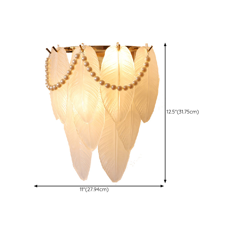 Postmodern Golden Wall Light Fixture with Glass Shade for Sitting Room