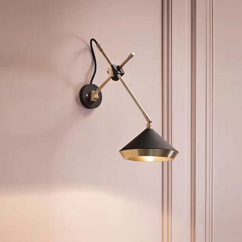 Postmodern Wall Light Fixture with Metallic Shade for Sitting Room