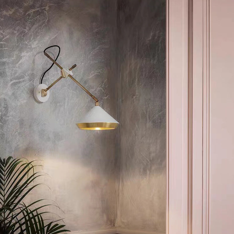 Postmodern Wall Light Fixture with Metallic Shade for Sitting Room