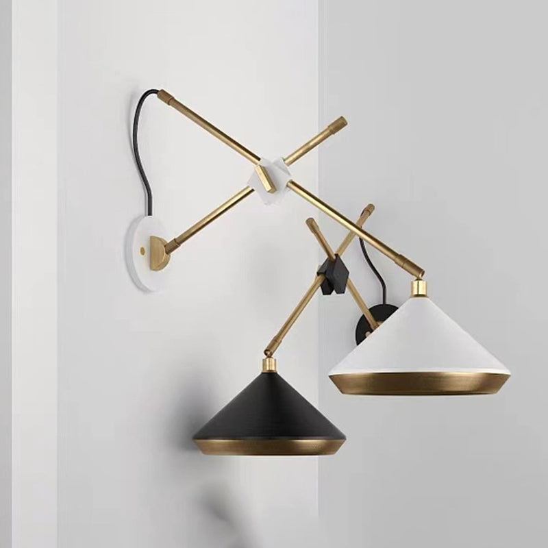 Postmodern Wall Light Fixture with Metallic Shade for Sitting Room