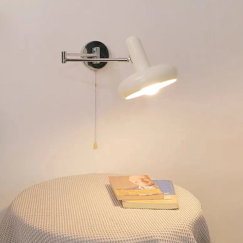 Postmodern Beige Wall Light Fixture with Metallic Shade for Sitting Room