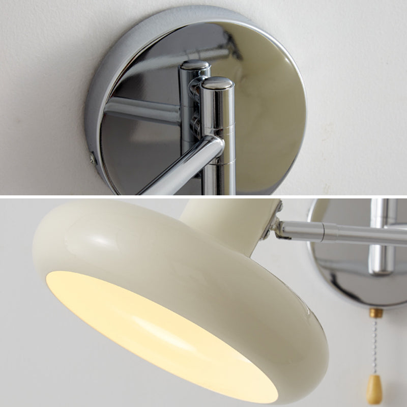 Postmodern Beige Wall Light Fixture with Metallic Shade for Sitting Room