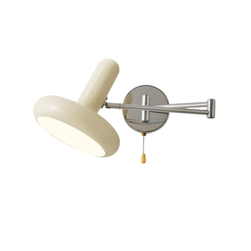 Postmodern Beige Wall Light Fixture with Metallic Shade for Sitting Room