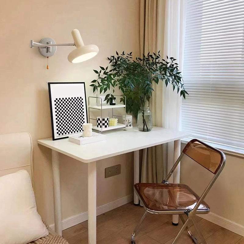 Postmodern Beige Wall Light Fixture with Metallic Shade for Sitting Room