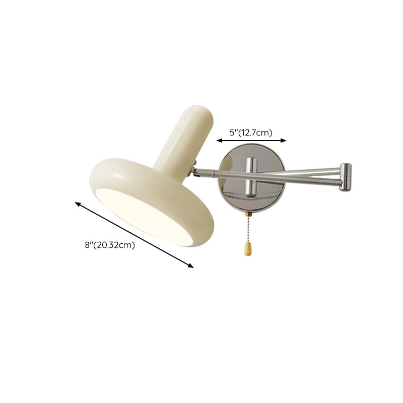 Postmodern Beige Wall Light Fixture with Metallic Shade for Sitting Room