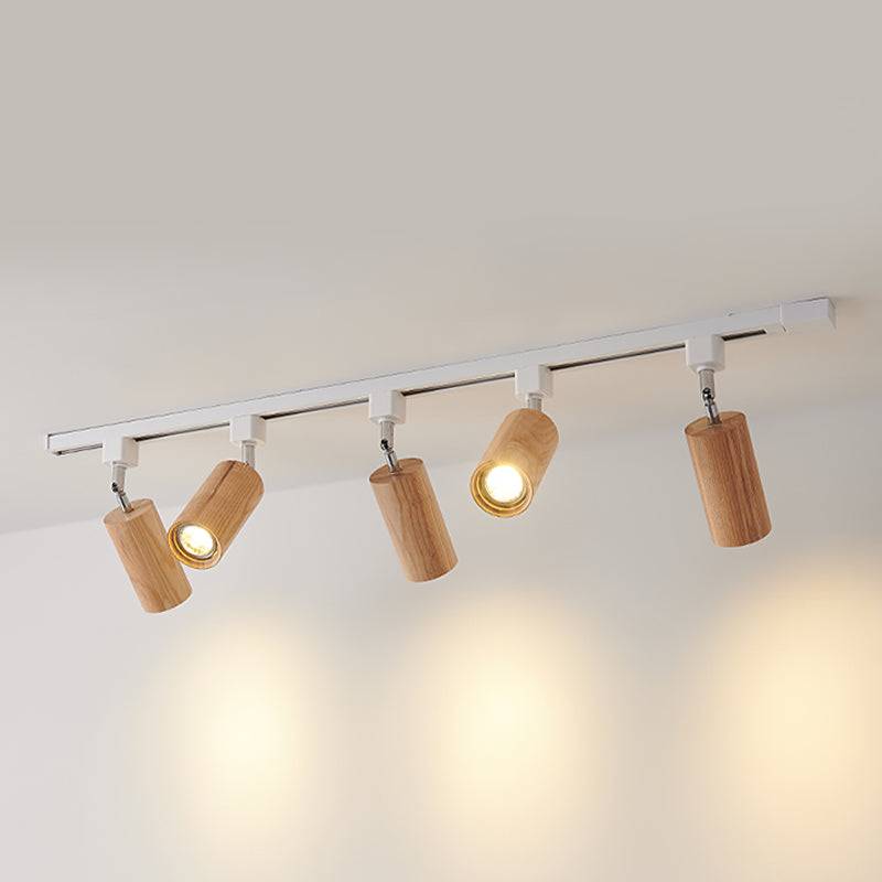 Modernism Ceiling Track Light Wood and Iron Multi - Head Ceiling Semi Flush
