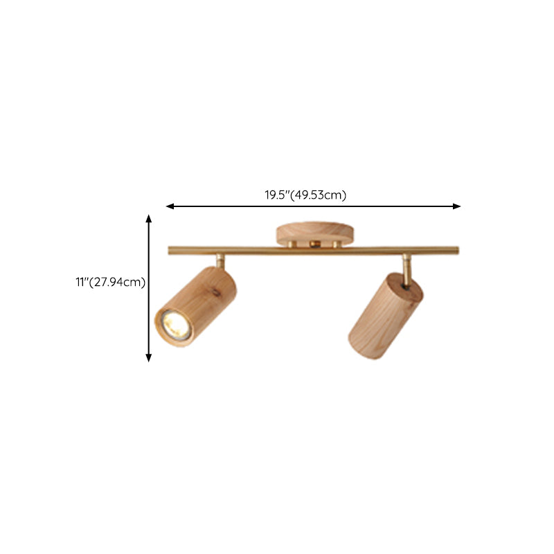 Modernism Ceiling Track Light Wood and Iron Multi - Head Ceiling Semi Flush