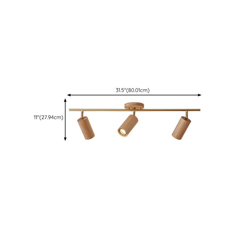 Modernism Ceiling Track Light Wood and Iron Multi - Head Ceiling Semi Flush